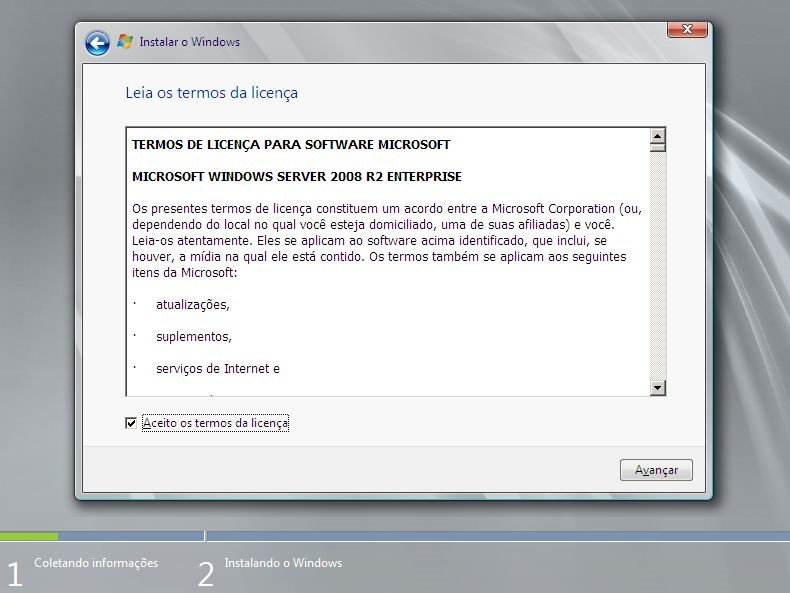 Acordo de Licença do Windows Server 2008 R2