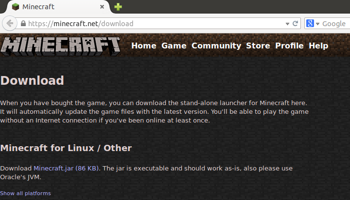 Download do Minecraft para Ubuntu Linux