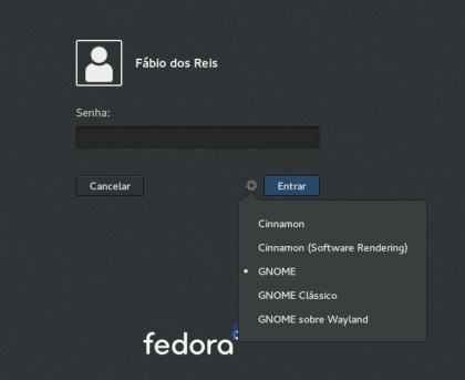 Logon no Ambiente de Desktop Cinnamon no Fedora 22