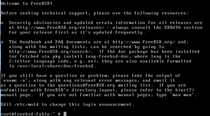 FreeBSD - Sistema Operacional Unix Instalado