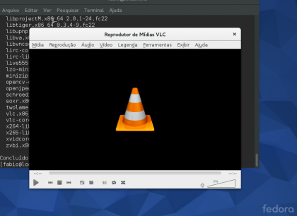 VLC Media Player rodando no Fedora 22 Linux