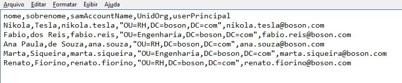 Windows PowerShell - Arquivo csv - usuários ADDS