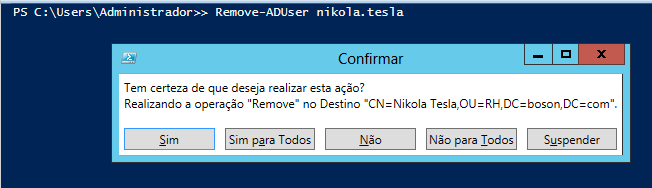 Windows PowerShell Remover usuários do ADDS
