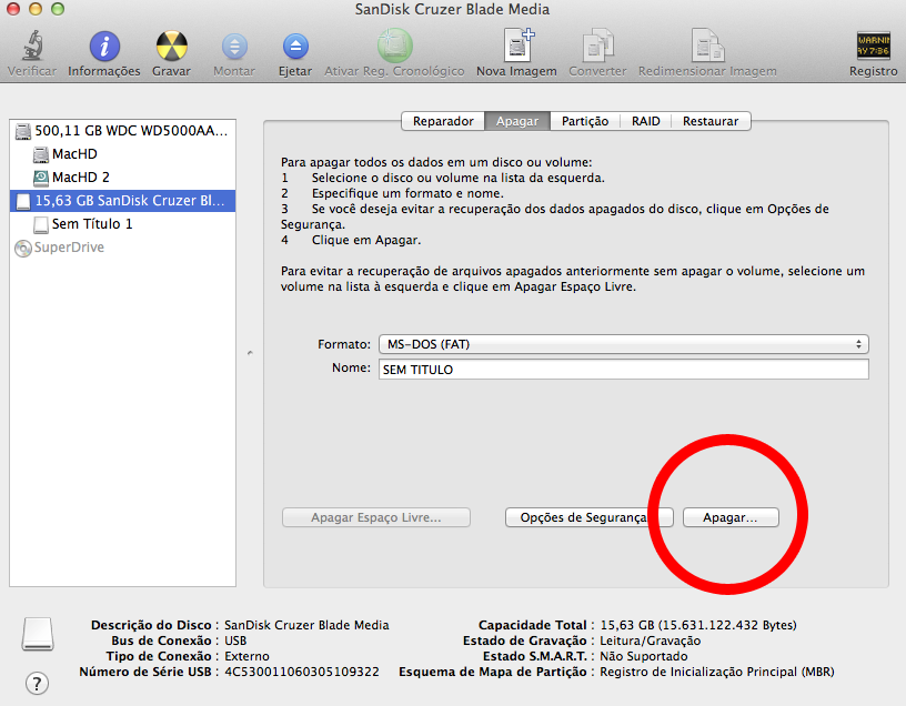 Formatar pendrive Mac OS X Yosemite