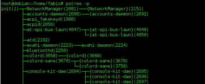verificar processos com comando pstree no Linux