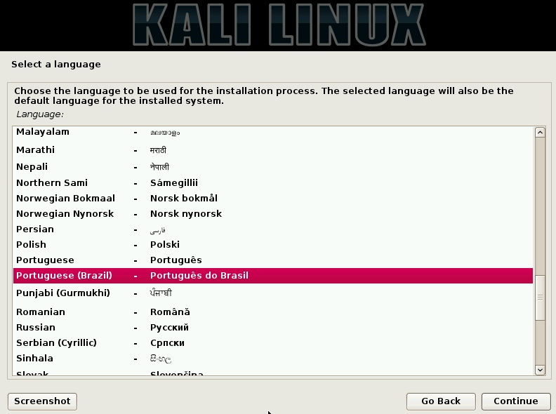 Kali Linux Idioma