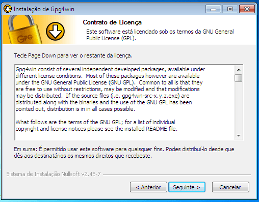 Gpg4Win - Criptografia - instalação