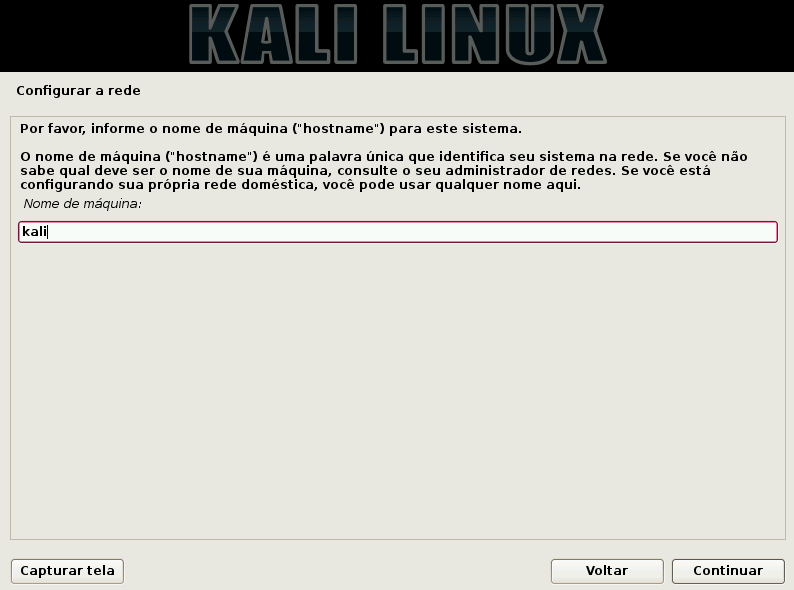 Kali linux hostname