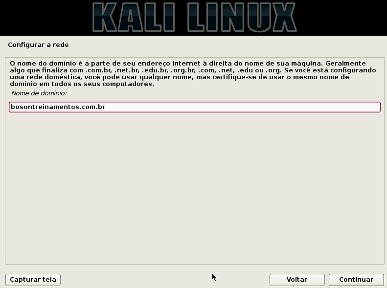 Kali Linux - nome de domínio