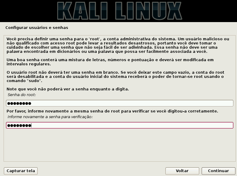 Kali Linux - Usuários e senhas