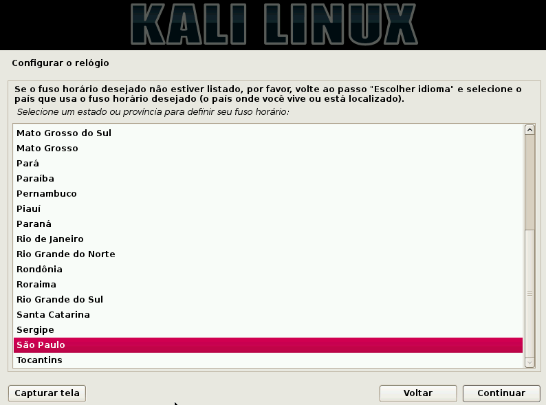 Kali Linux - localidade