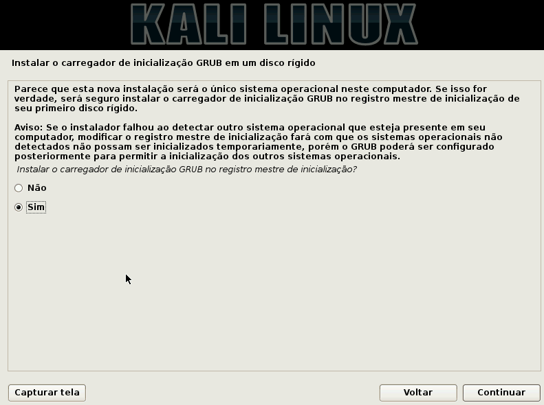 Kali Linux - Instalar GRUB