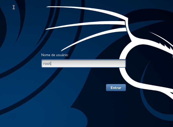 Kali Linux - login de usuário root