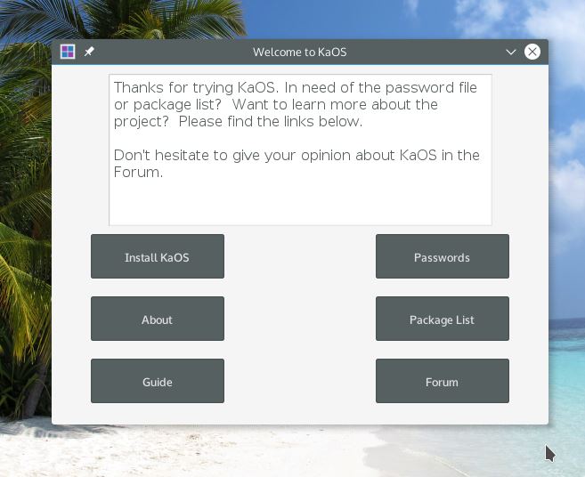 KaOS Linux - Escolher modo de instalação