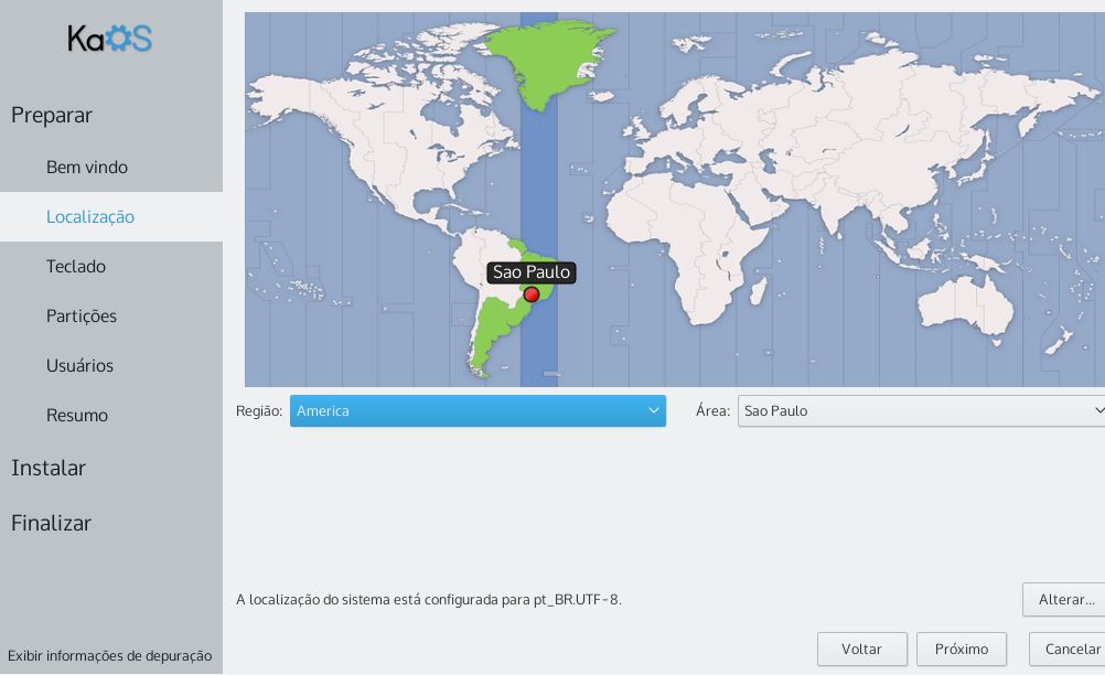 KaOS Linux - localização