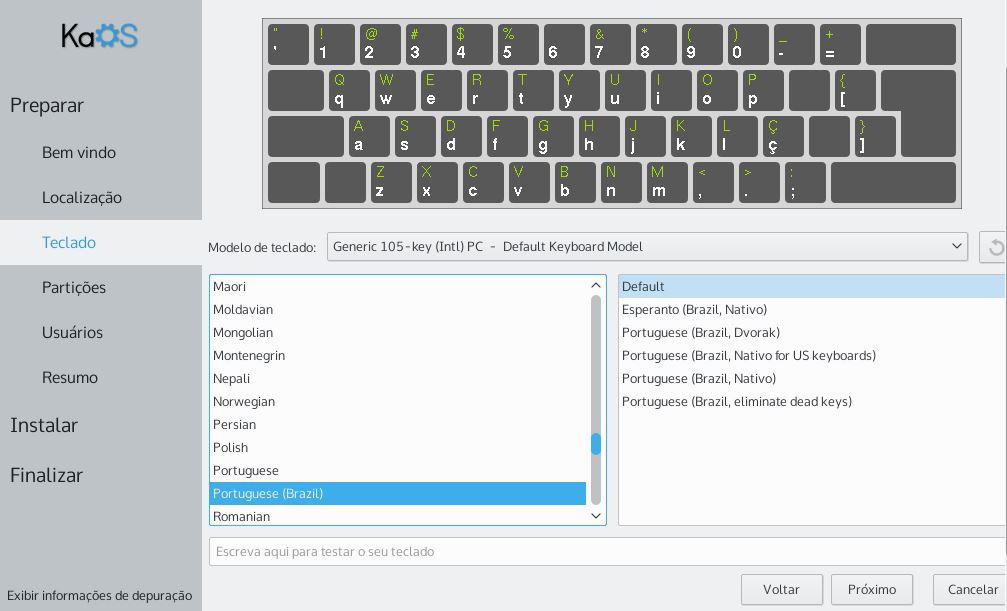 KaOS Linux - teclado