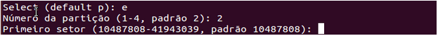Criar partição estendida no Linux
