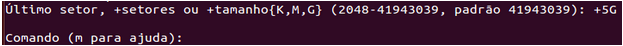 Tamanho da partição no Linux LPI