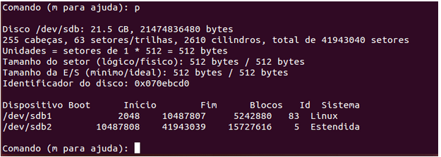 Verificar partição estendida no Linux LPI 1