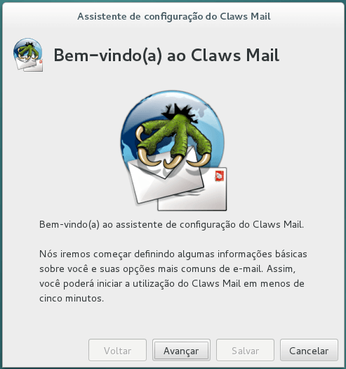 Assistente de configuração do Claws Mail