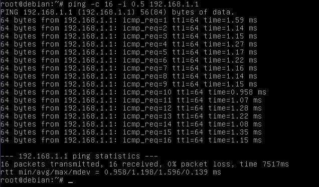 Ping com intervalo de meio segundo no Linux Fedora