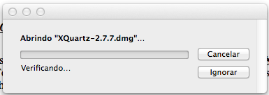 Abrindo pacote do XQuartz no Mac OS X