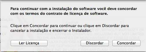 Instalar XQuartz no Mac OS X - Licença concordar