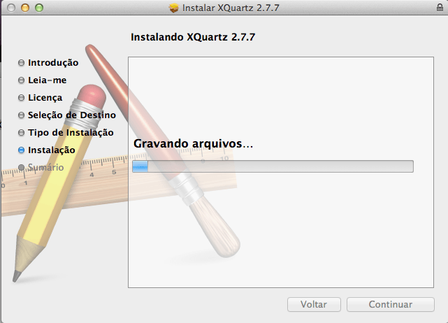 Instalar XQuartz no Mac OS X Yosemite - Instalando
