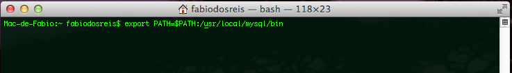 MySQL para Mac OS X Yosemite e Mavericks - Exportando o caminho