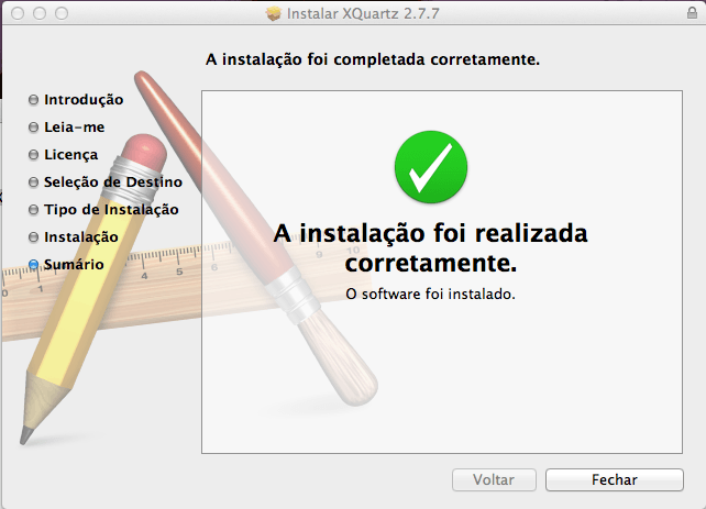 Instalar XQuartz no Mac OS X Yosemite - Instalação finalizada