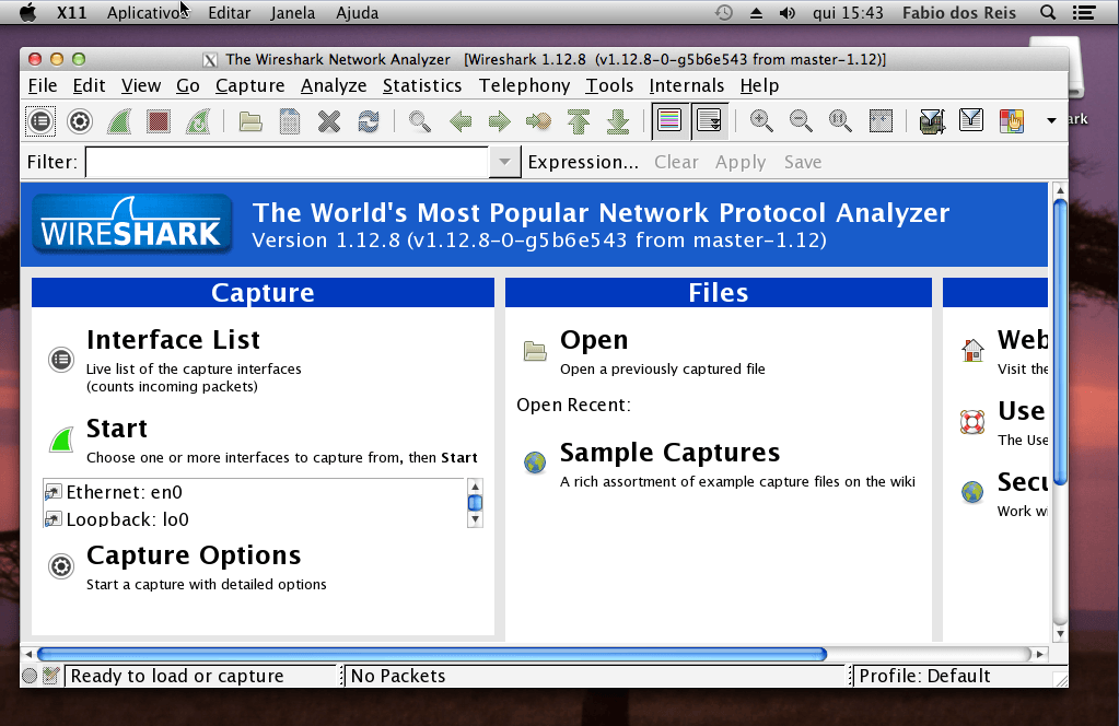 Wireshark no Mac OS X - Executando o software