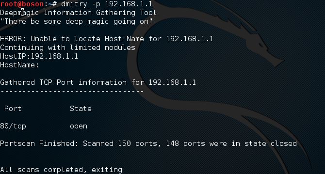 Port Scan TCP com DMitry no Kali Linux