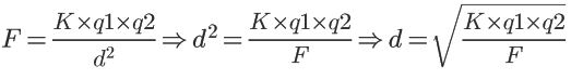 Calcular distância com a Lei de Coulomb