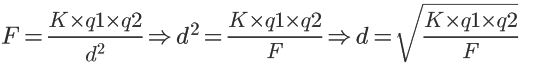 Calcular distância com a Lei de Coulomb