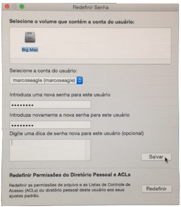 Resetar senha do usuário no Mac OS X