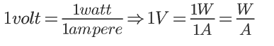 Fórmula - Volt = Watt / Ampère