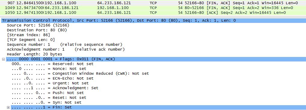 Finalizando uma conexão TCP