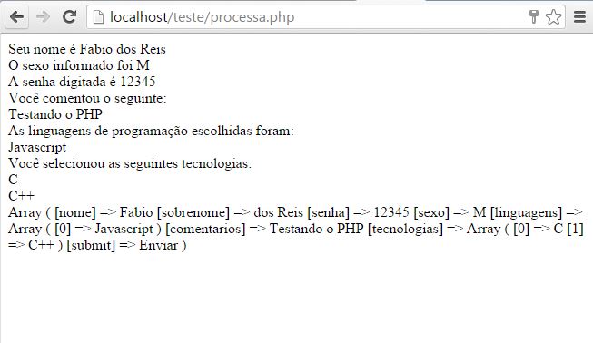 Formulário PHP processado