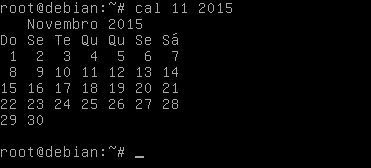 Comando cal no Linux Ubuntu mostrando mês específico