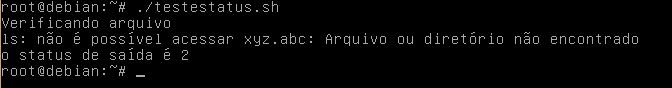 Status de saída padrão em funções do Linux