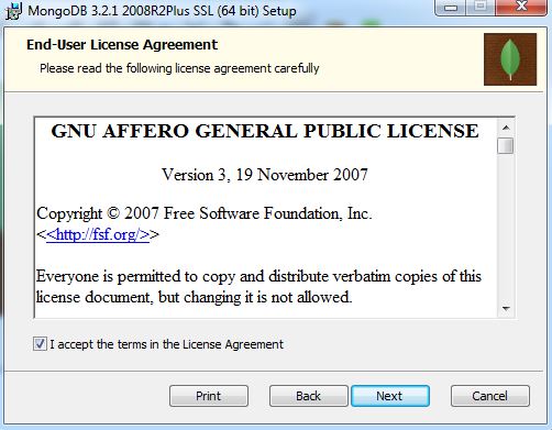 MongoDB - Licença GPL GNU no Windows