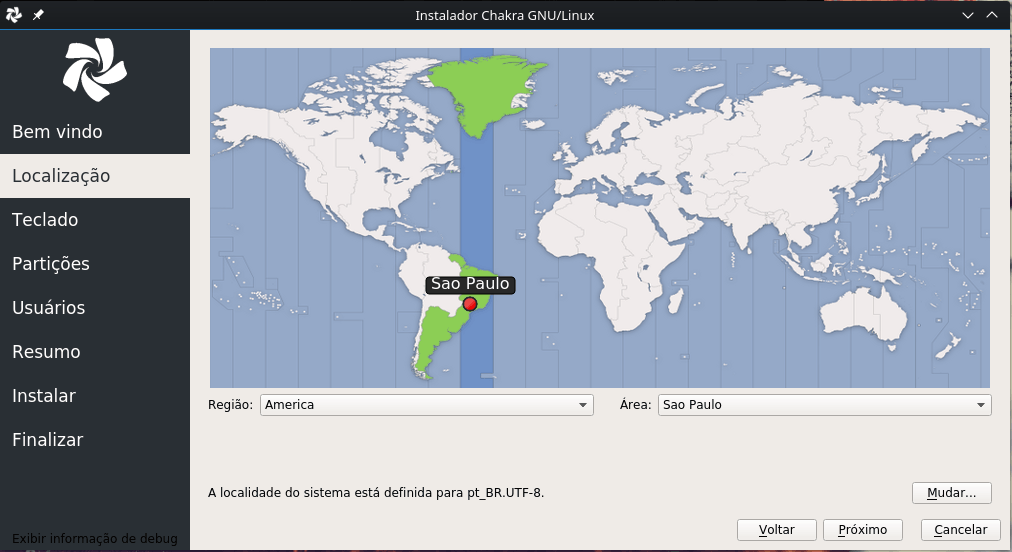 Linux Chakra - Fuso Horário e locale