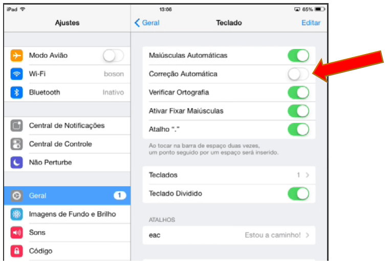 Configurar teclado no iOS para iPhone e iPad