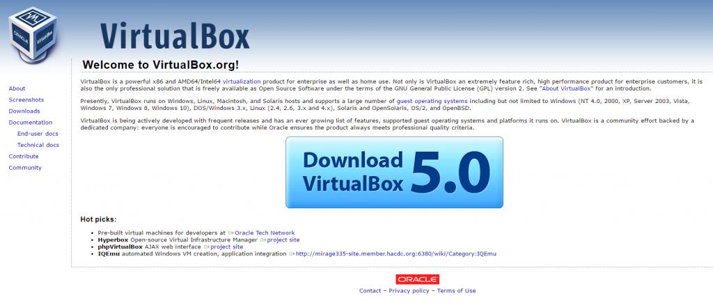 Site do Oracle VirtualBox