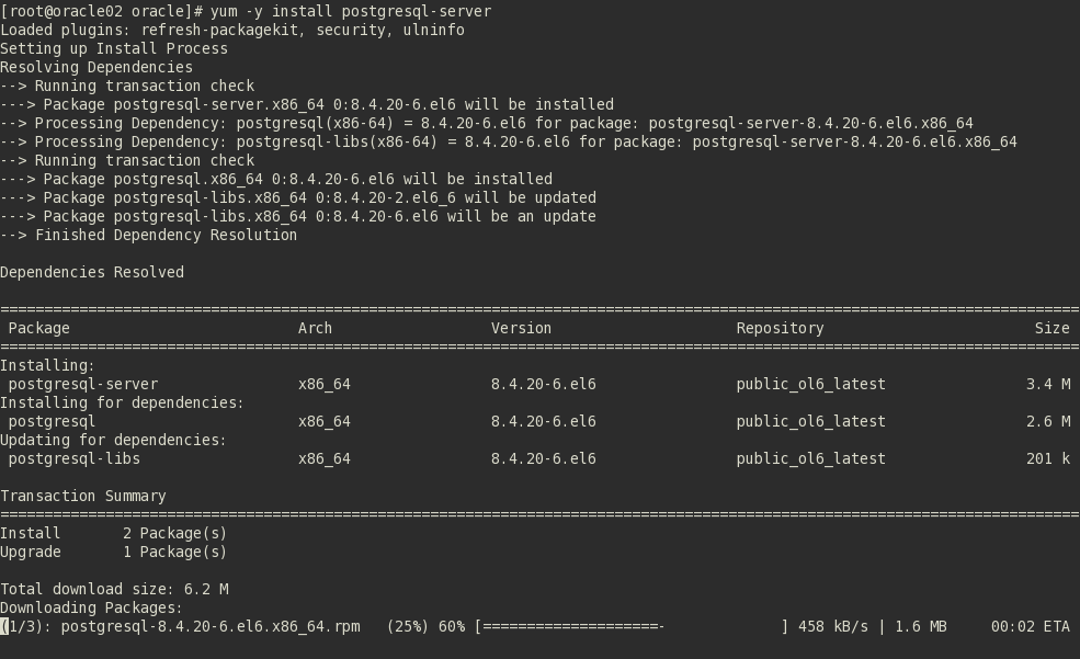 Instalar postgresql server no oracle Linux