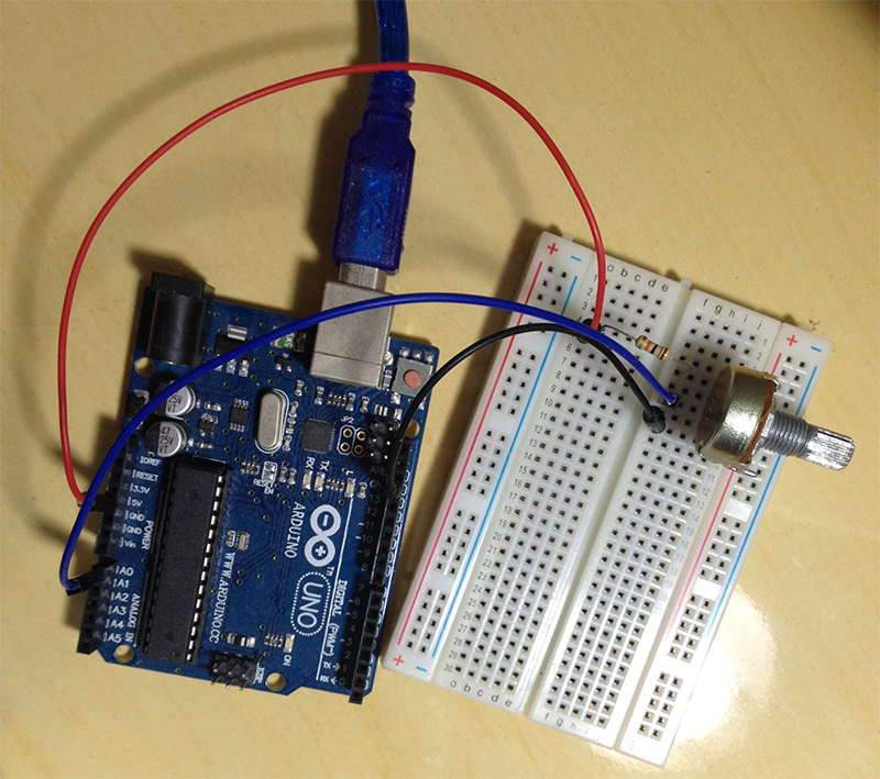 Arduino com potenciômetro e resistor - entrada analógica