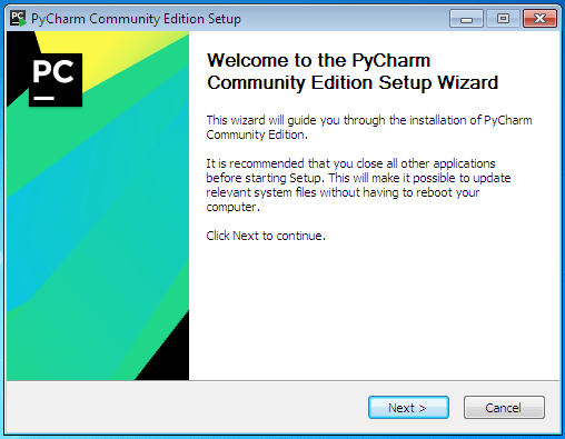 Iniciando o instalador do PyCharm Community Edition