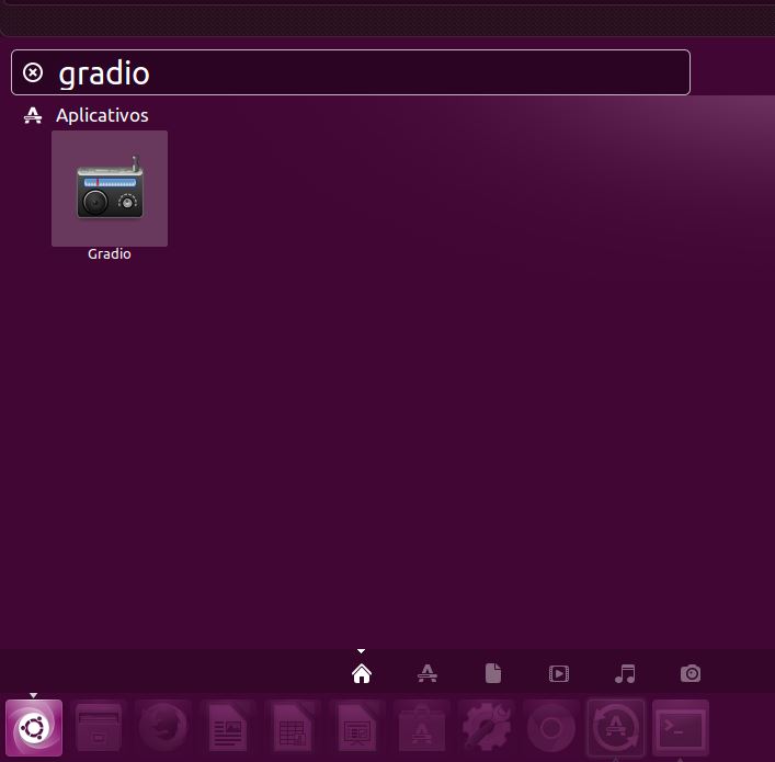 Abrindo o Gradio pelo lançador do Ubuntu Linux