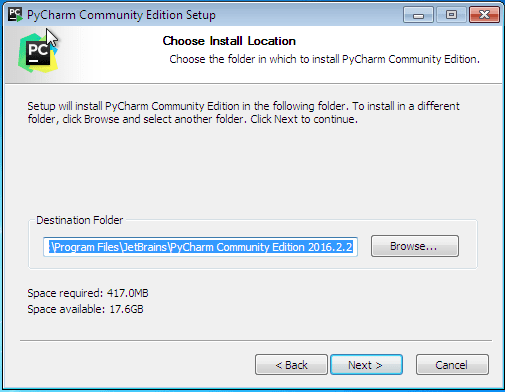 Escolhendo o local para instalação do PyCharm - IDE para Python