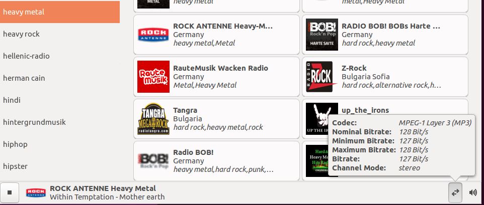 Tocando Heavy Metal em uma rádio online com gradio no Ubuntu Linux